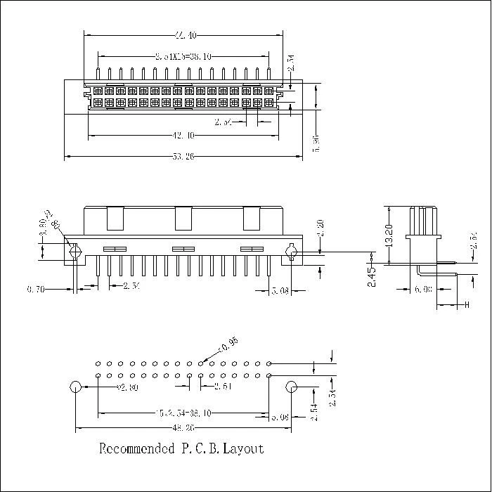 DFR-XX-XXX-210   DIN41612 Right Angle Female Type Half Q Connectors-Inversed 32 Positions